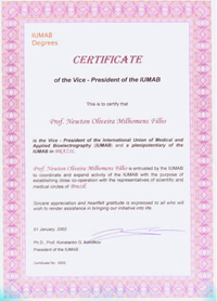 Certificado de Vice Presidente da IUMAB(Clique para ampliar)